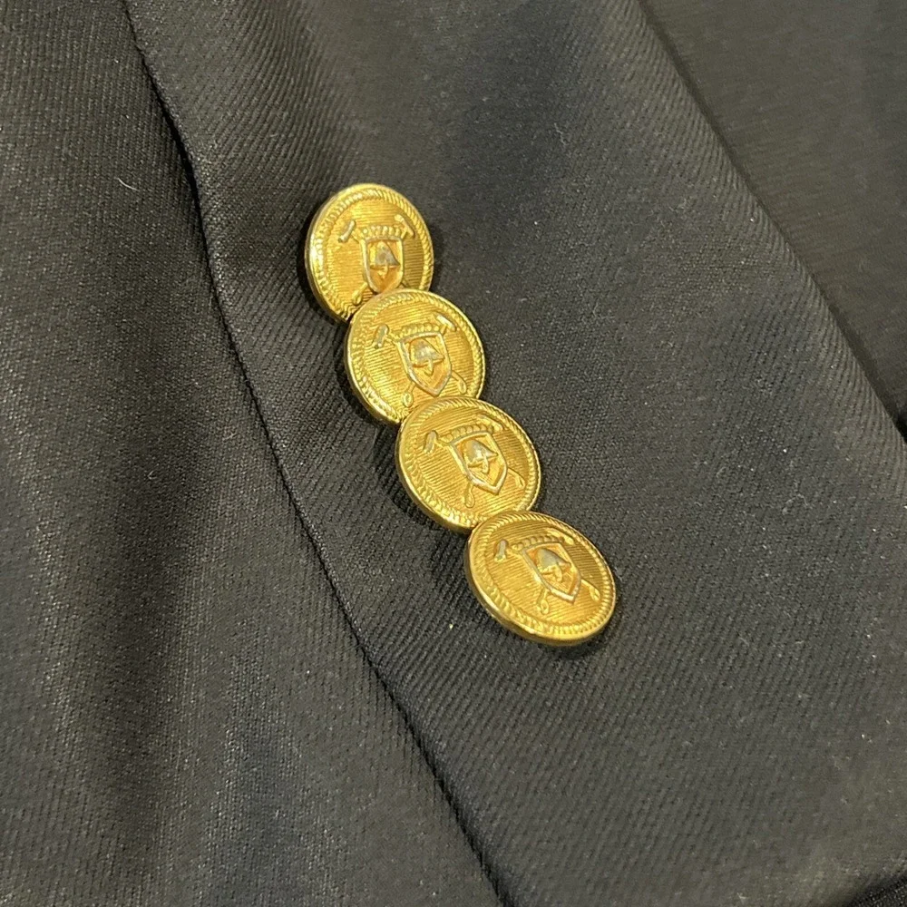 LRL Lauren Ralph Lauren Mens Color Navy Blue Gold Button Wool  44L